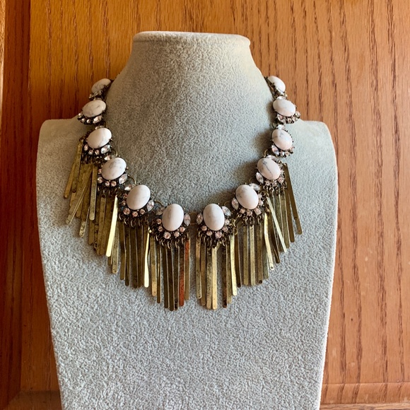 BaubleBar Fringe Crystal Antiqued Metal Statement Necklace - Nice - Picture 6 of 9